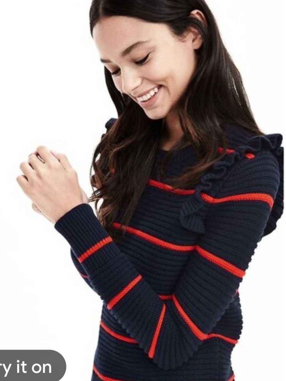 Banana Republic Striped Ruffled Sweater